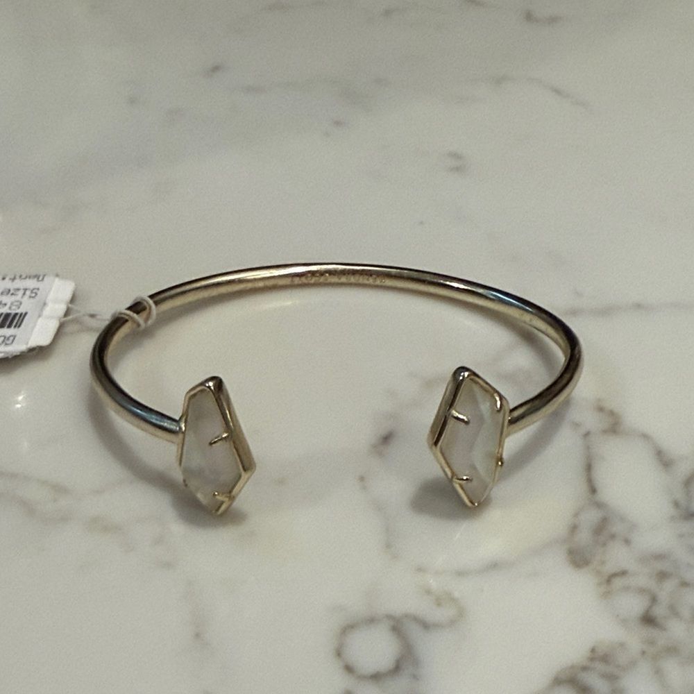 Elegant Gold and White Cuff Bracelet
